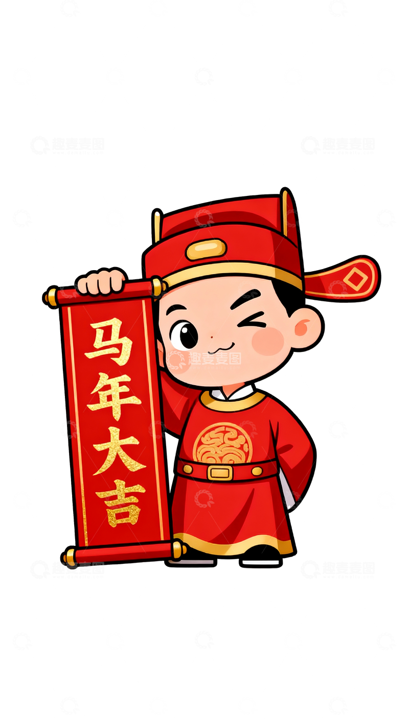 源文件下载【趣麦麦图】卡通风格财神爷装扮的小孩3