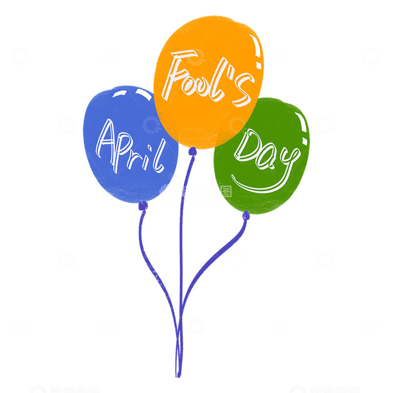 高清大图下载【趣麦麦图】-彩球愚人节庆祝插画