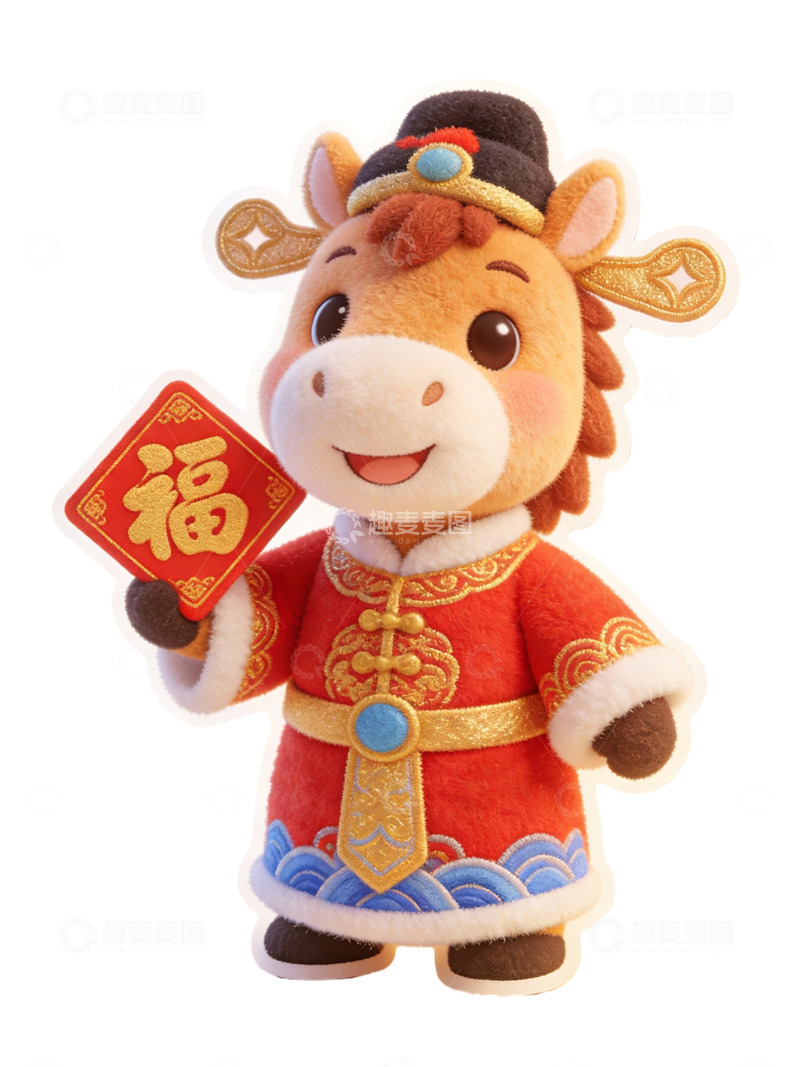 高清大图下载【趣麦麦图】-喜庆牛年吉祥物玩偶
