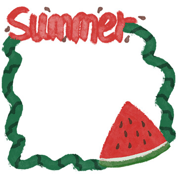 西瓜边框夏日插画设计素材