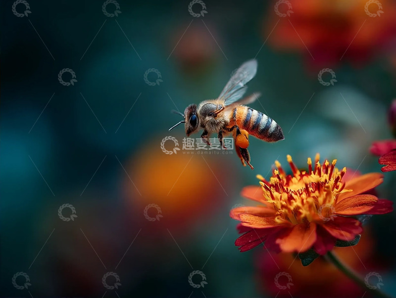 高清大图下载【趣麦麦图】春日里的蜂与花之约