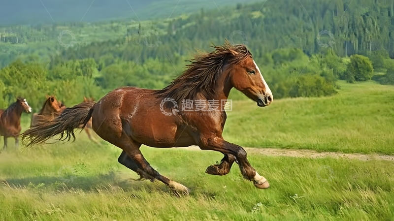 高清大图下载【趣麦麦图】草原奔马自然风光摄影
