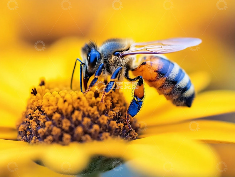 高清大图下载【趣麦麦图】各色花卉与采蜜蜜蜂