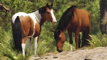 森林骏马绘画素材