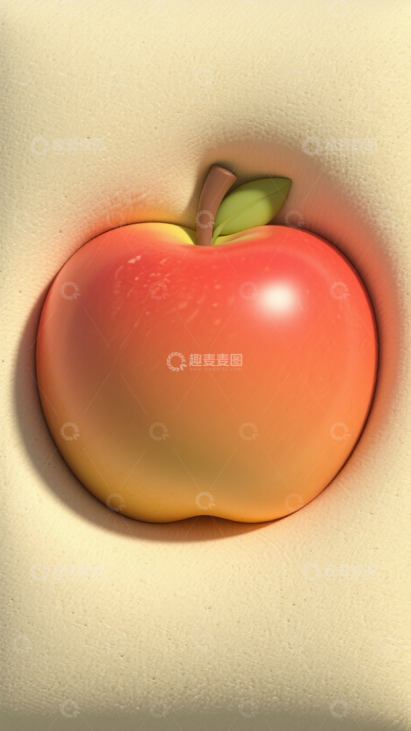 高清大图下载【趣麦麦图】渐变色彩苹果立体壁纸