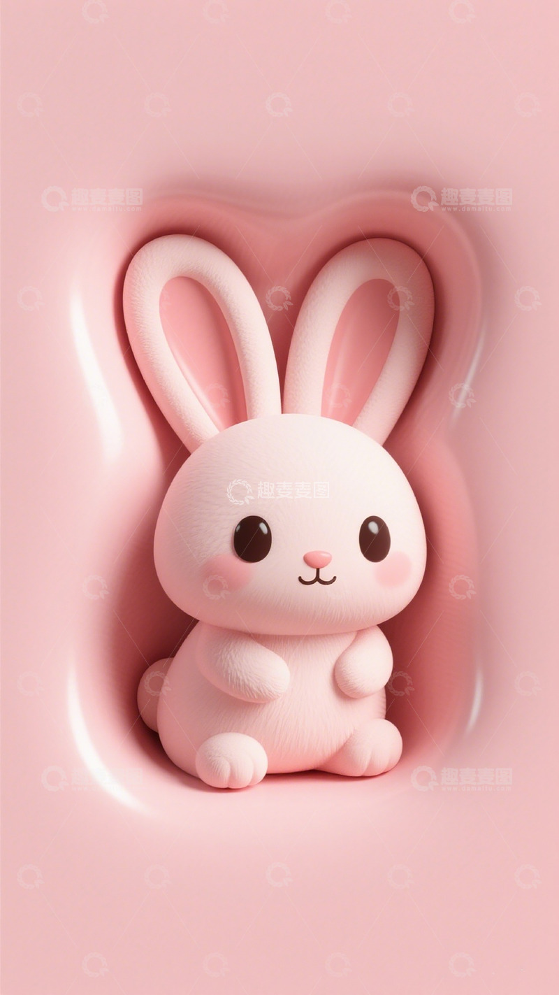 高清大图下载【趣麦麦图】可爱粉嫩小兔子雕塑