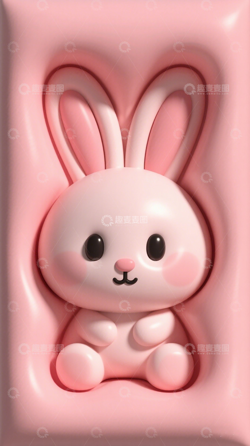 高清大图下载【趣麦麦图】可爱卡通粉色兔子壁纸