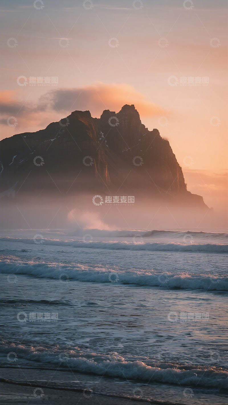 高清大图下载【趣麦麦图】海岩晨曦风景画