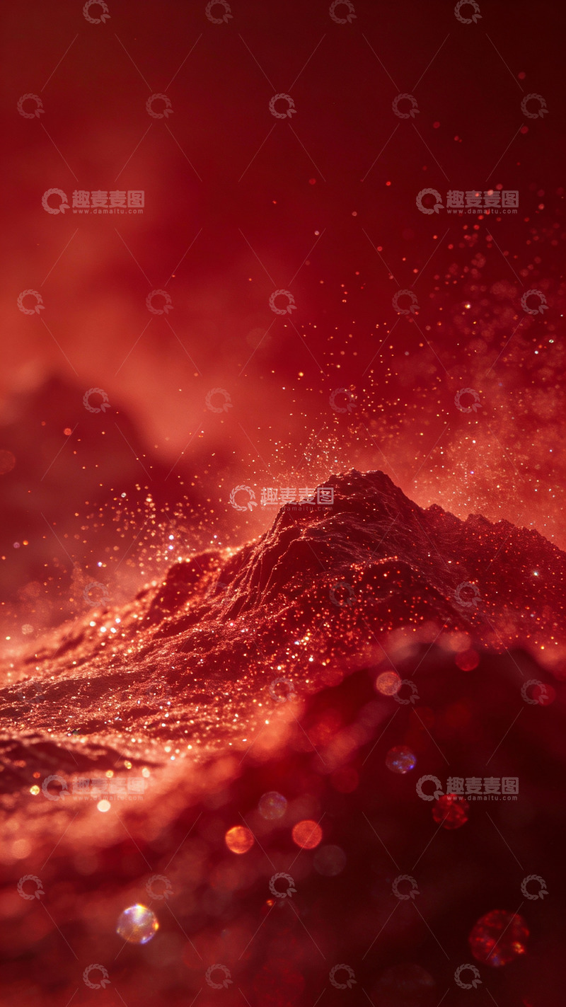 高清大图下载【趣麦麦图】红色梦幻山脉星光景象