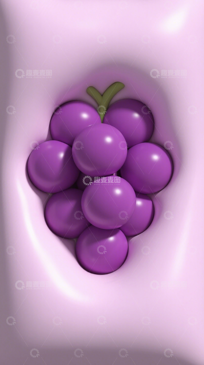 高清大图下载【趣麦麦图】紫葡萄卡通风格插画