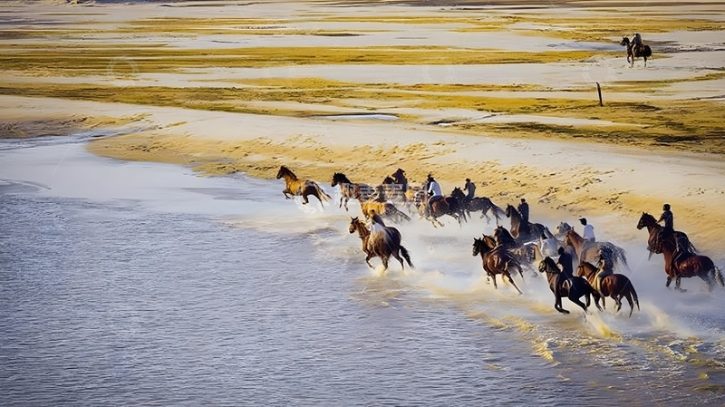 高清大图下载【趣麦麦图】草原马群奔跑风光摄影