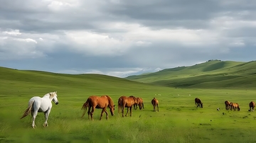 草原骏马风光摄影图片