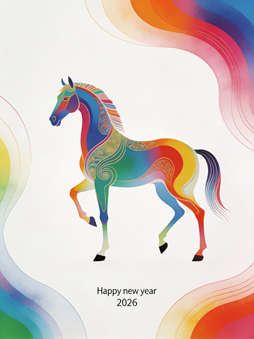 彩马新年祝福平面设计