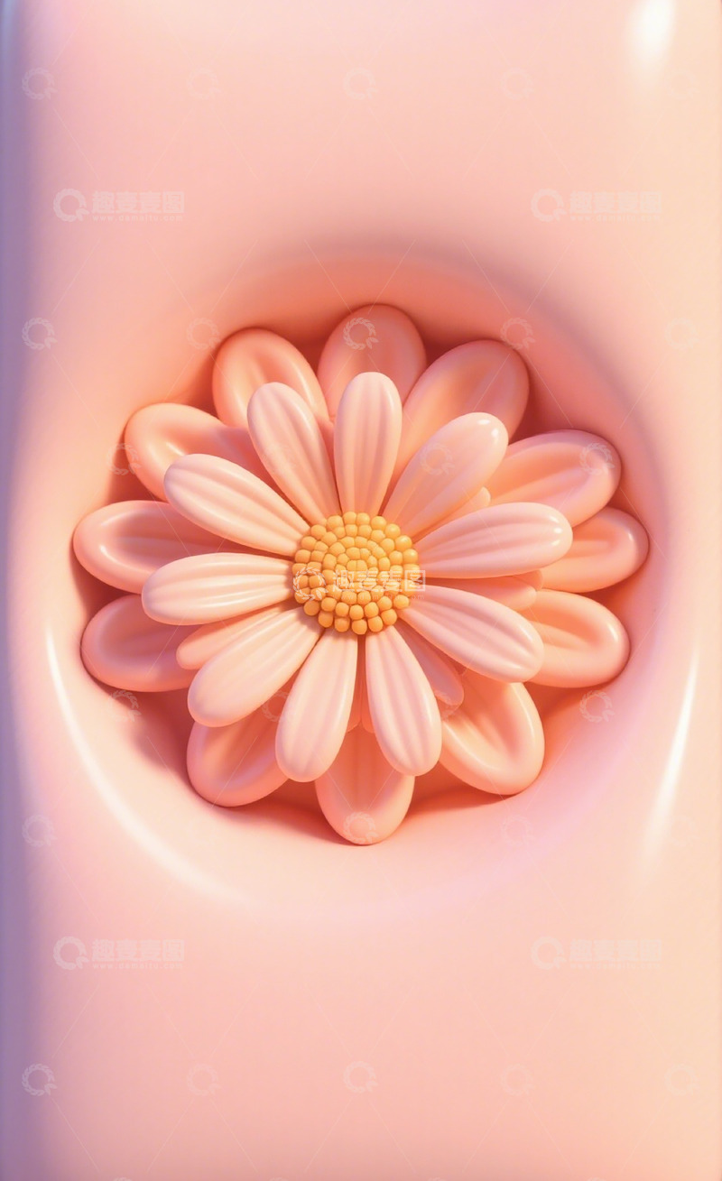 高清大图下载【趣麦麦图】粉色温柔雏菊插画壁纸