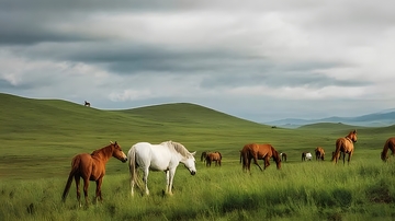 草原骏马风光摄影图片