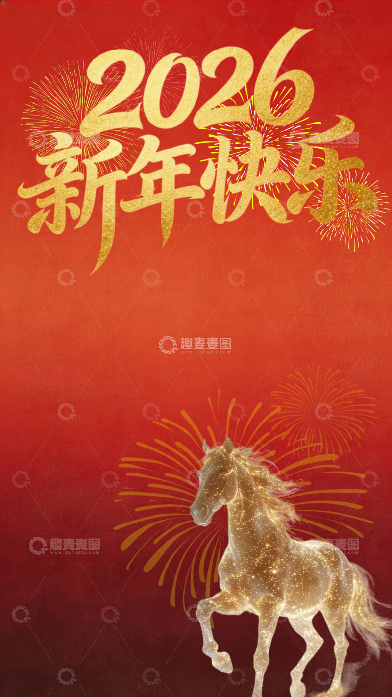 高清大图下载【趣麦麦图】2026新年快乐