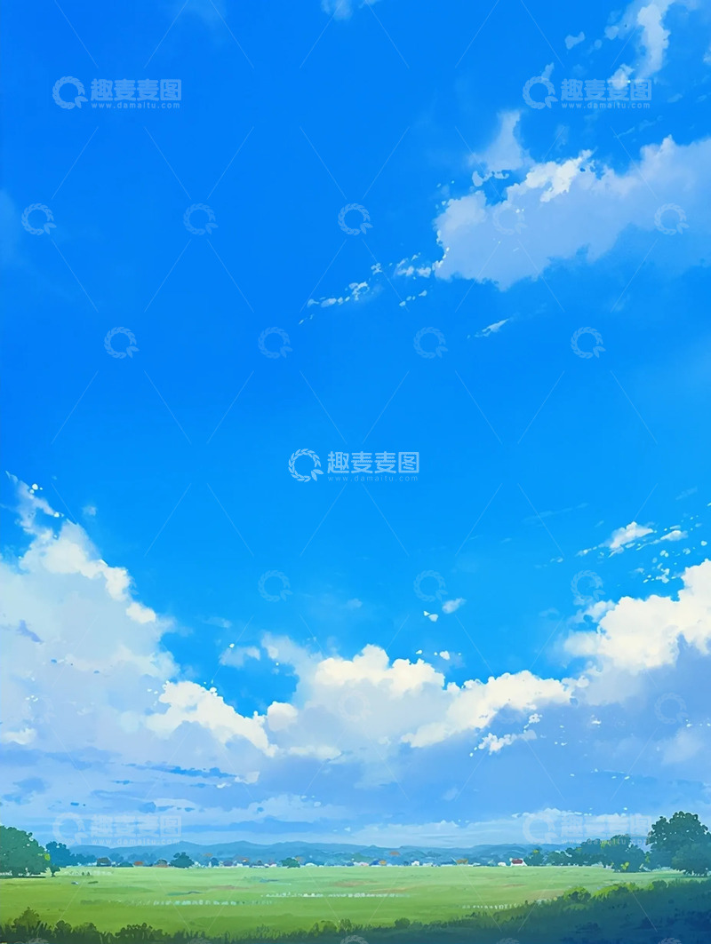 高清大图下载【趣麦麦图】治愈晴空下的草原风光