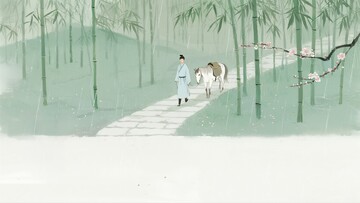 古风竹林行驴图