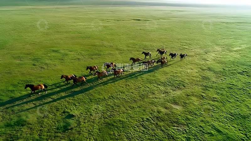 高清大图下载【趣麦麦图】草原骏马群飞奔