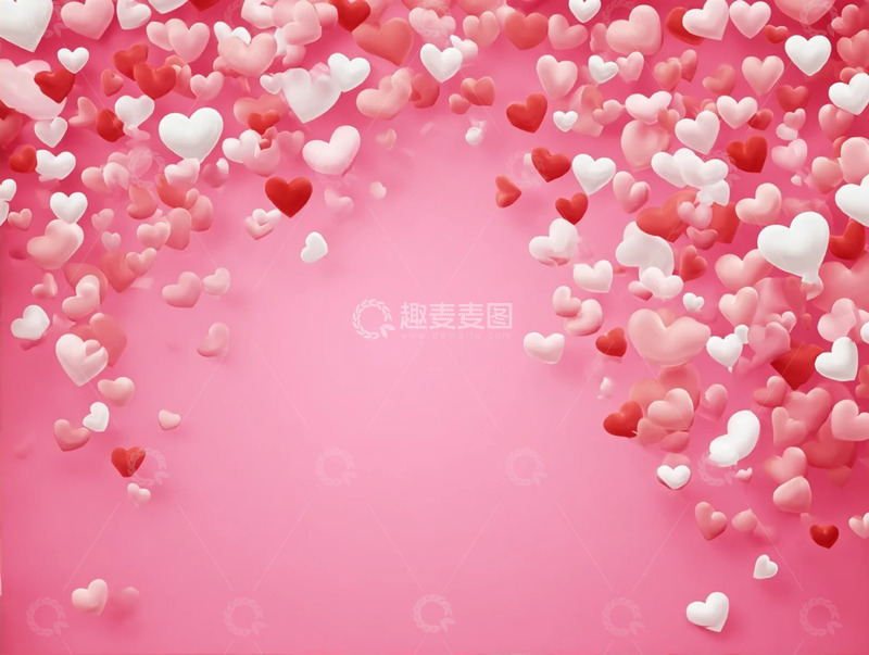 高清大图下载【趣麦麦图】粉色心形装饰背景