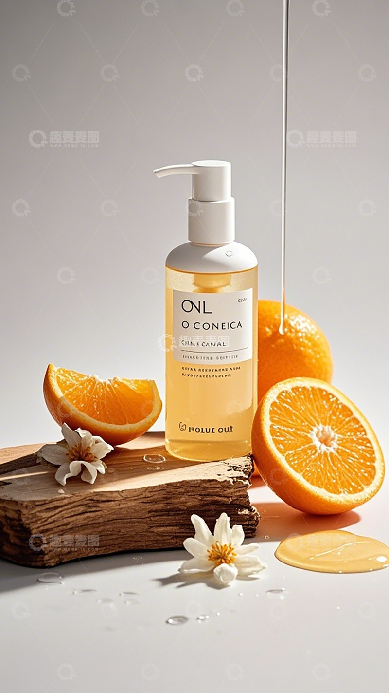 高清大图下载【趣麦麦图】清新橙油护肤品展示
