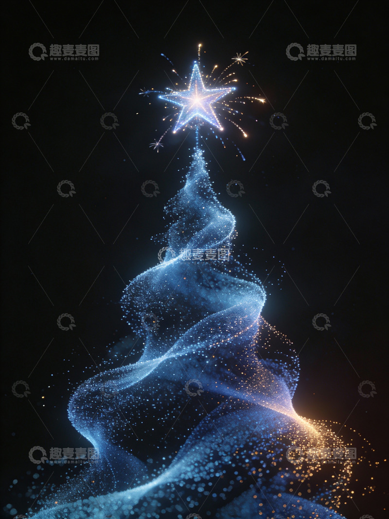 高清大图下载【趣麦麦图】星光圣诞树数字艺术