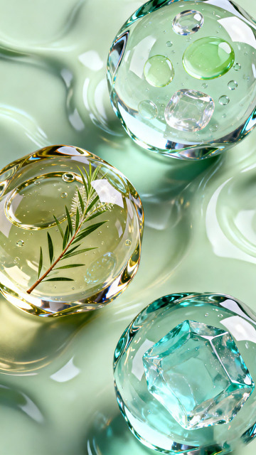 玻璃球绿叶水珠艺术摄影