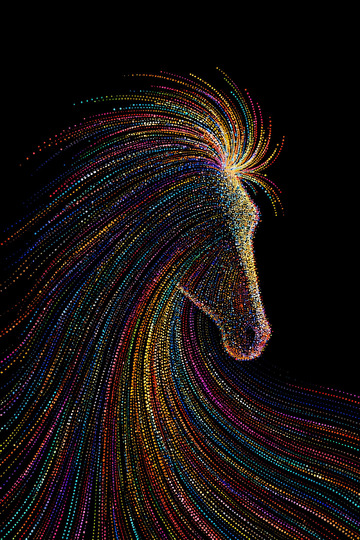 彩点马头抽象艺术图像