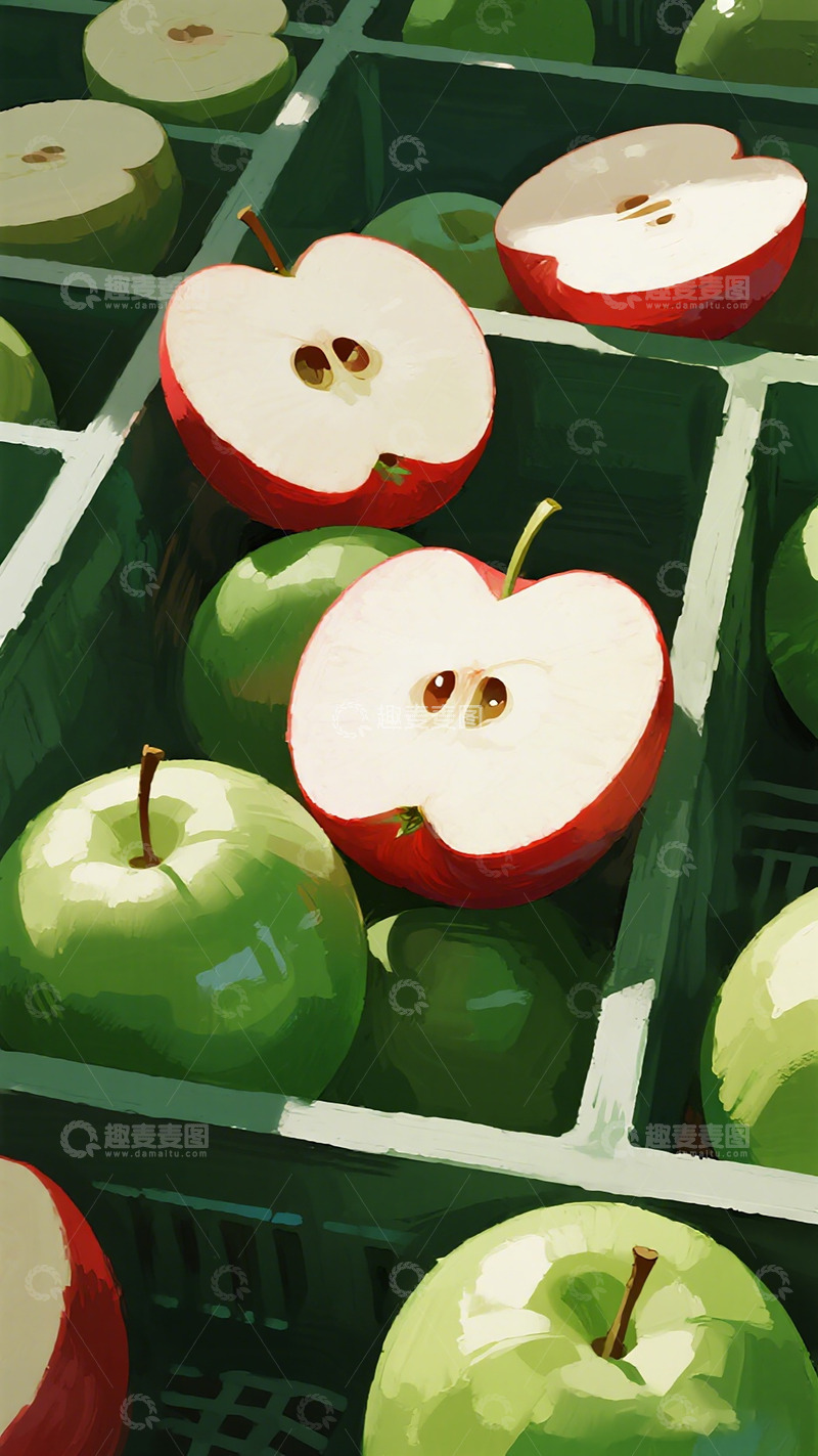 高清大图下载【趣麦麦图】苹果插画果实分类