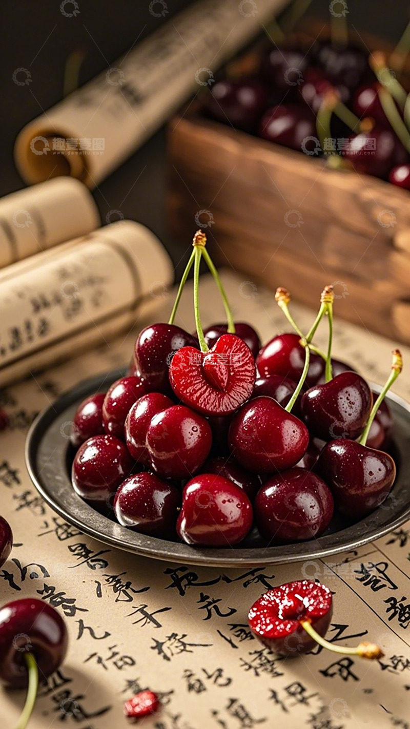 高清大图下载【趣麦麦图】古典风樱桃静物摄影