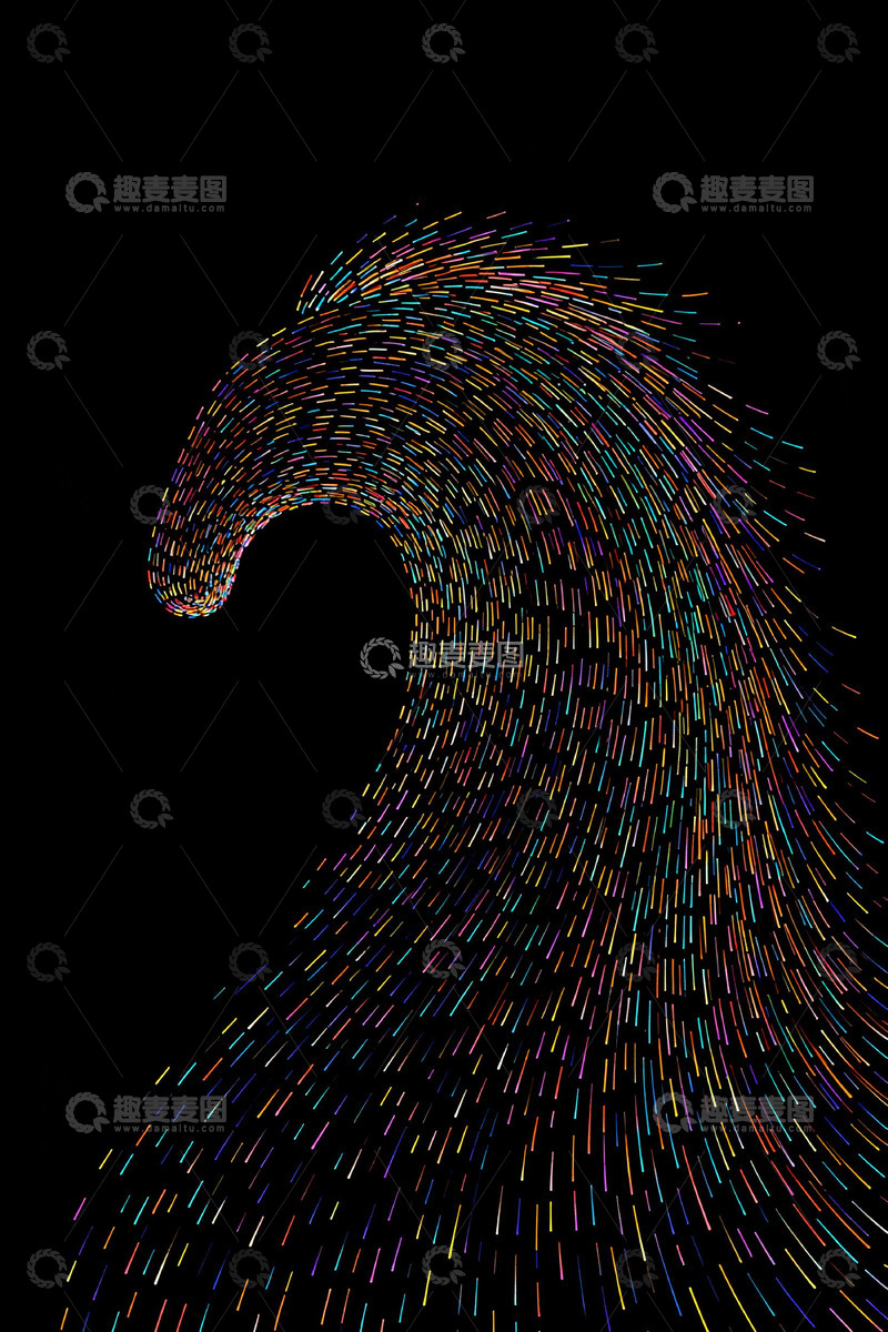 高清大图下载【趣麦麦图】彩色线条动物轮廓抽象艺术