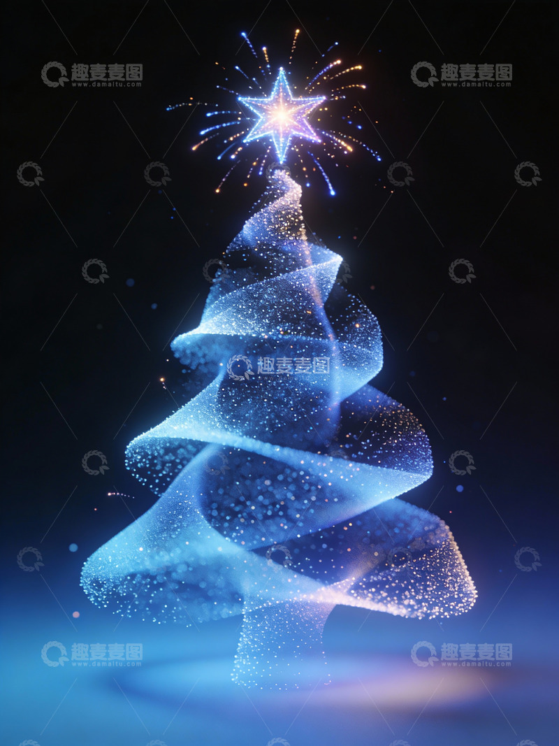 高清大图下载【趣麦麦图】星光圣诞树数字艺术