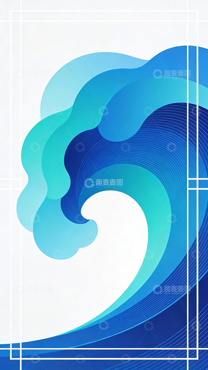 高清大图下载【趣麦麦图】蓝绿色渐变流动图案设计