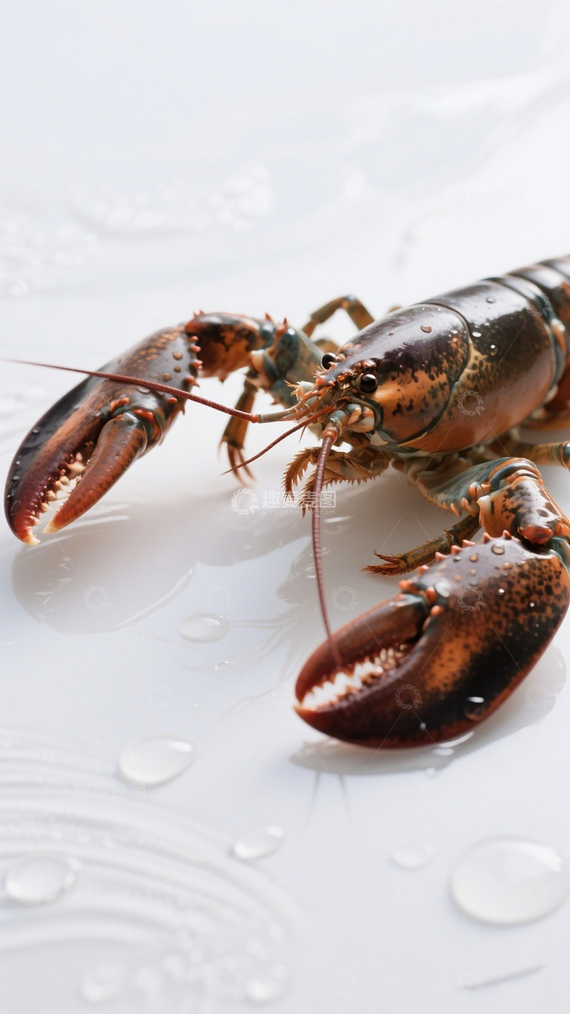 高清大图下载【趣麦麦图】龙虾特写水珠背景海鲜摄影