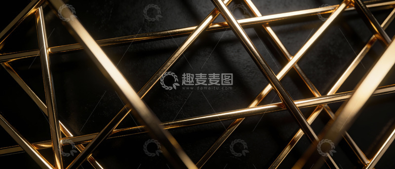 高清大图下载【趣麦麦图】金色几何立体图案背景