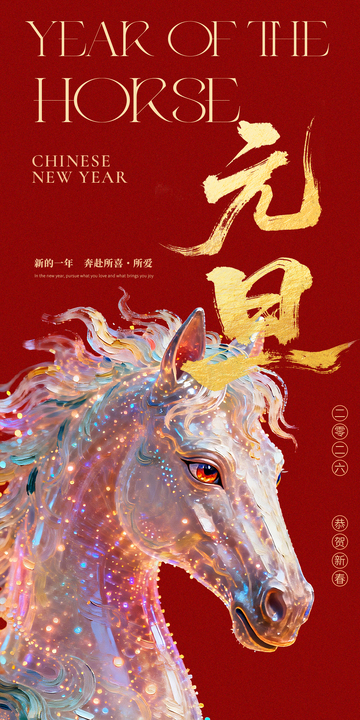 马年新春艺术插画