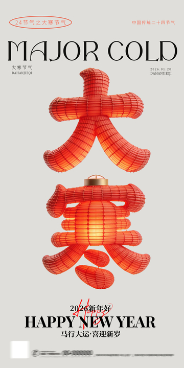大寒节气新年祝福海报设计