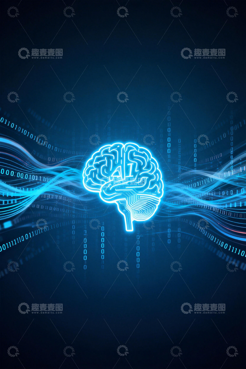 高清大图下载【趣麦麦图】科技脑图数字化背景