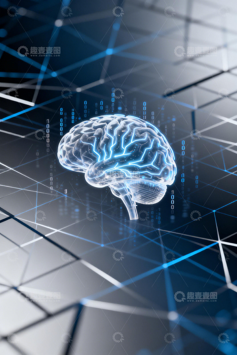 高清大图下载【趣麦麦图】科技脑图数字背景设计