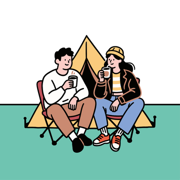 露营休闲卡通插画