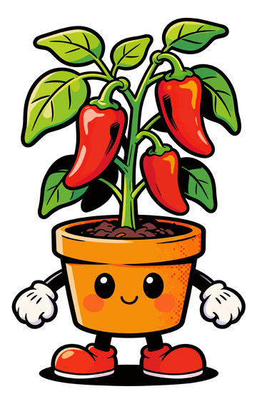 卡通辣椒盆栽插图