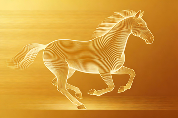 金色线条骏马1