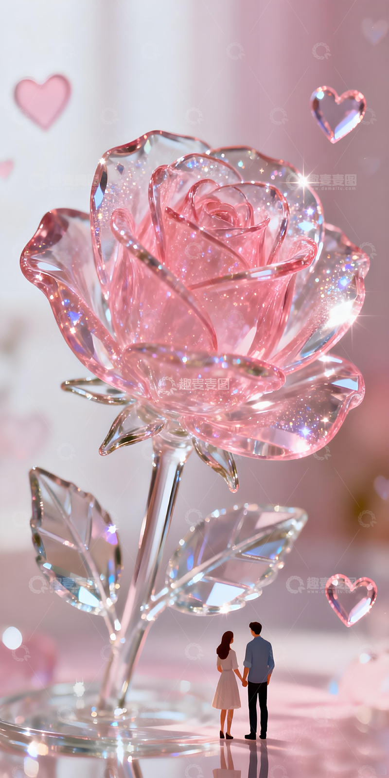 高清大图下载【趣麦麦图】浪漫水晶玫瑰花爱情主题装饰
