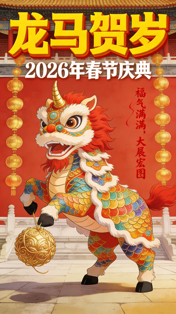 龙马贺岁春节庆典海报