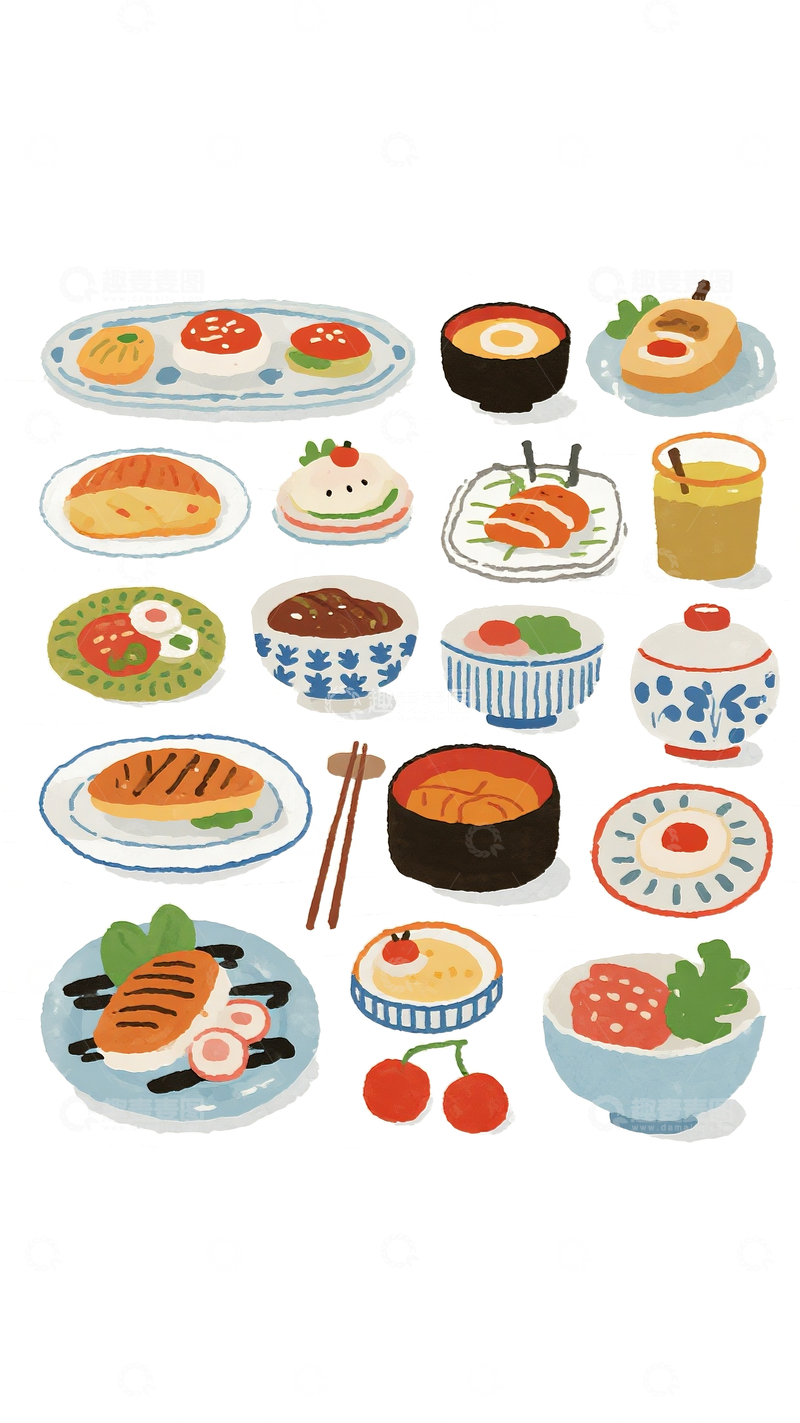 源文件下载【趣麦麦图】插画风格日式美食3