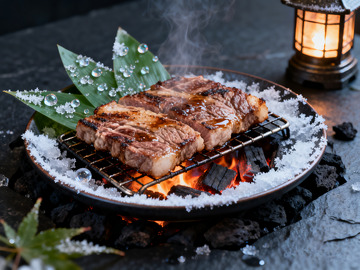 冬季炭火烤肉美食摄影高清特写