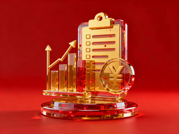 红色3d玻璃质感金融图标