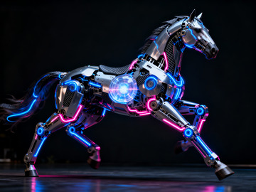 赛博朋克风机甲战马奔跑