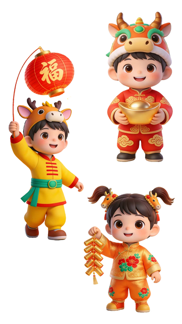 春节卡通人物祝福设计素材