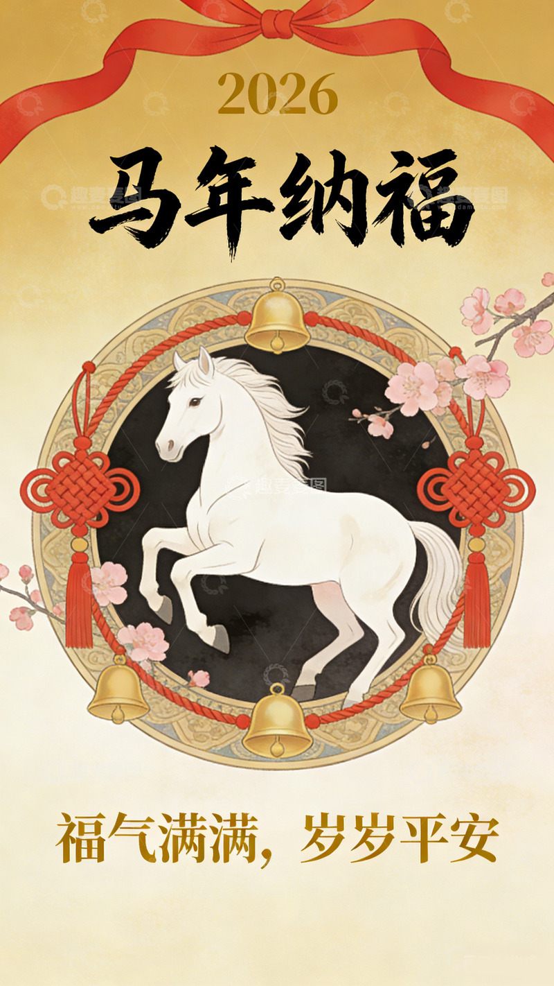 高清大图下载【趣麦麦图】马年祝福海报